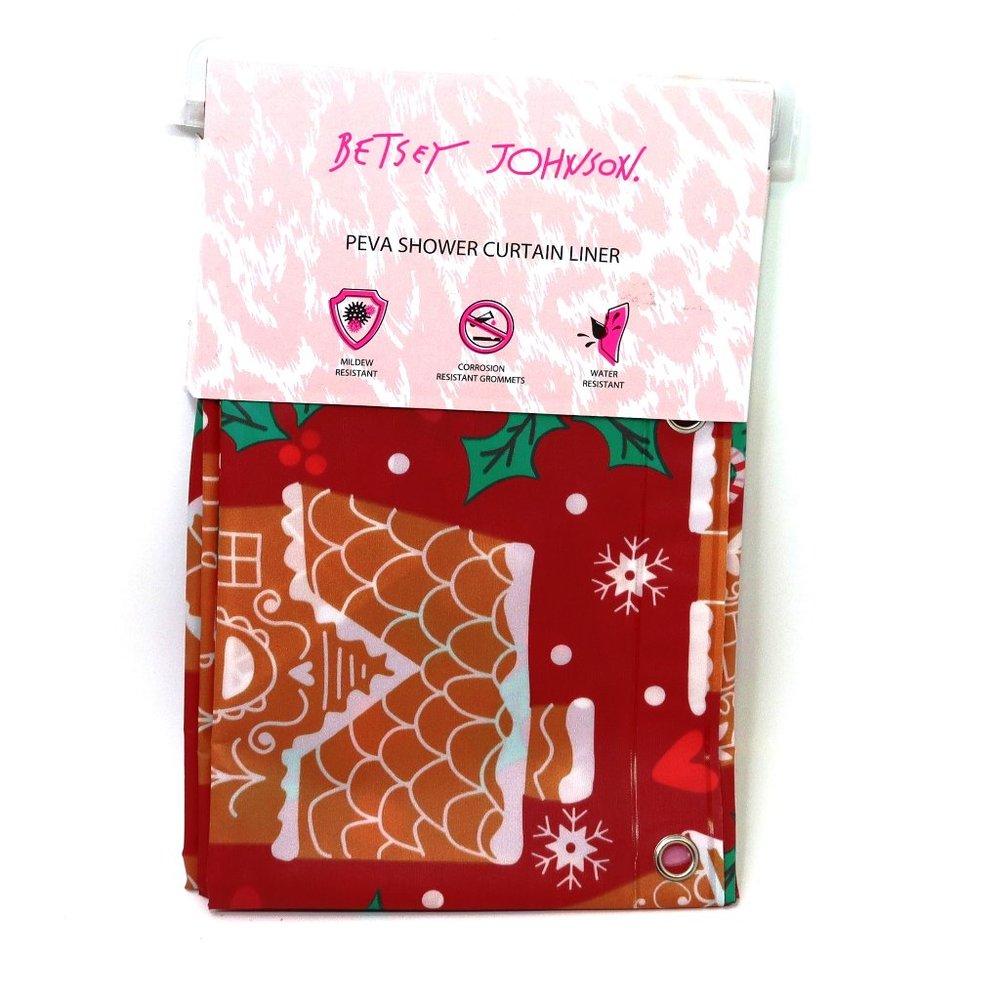 Betsey Johnson Holiday Shower Curtain Liner NIP Peva 70" X 72"